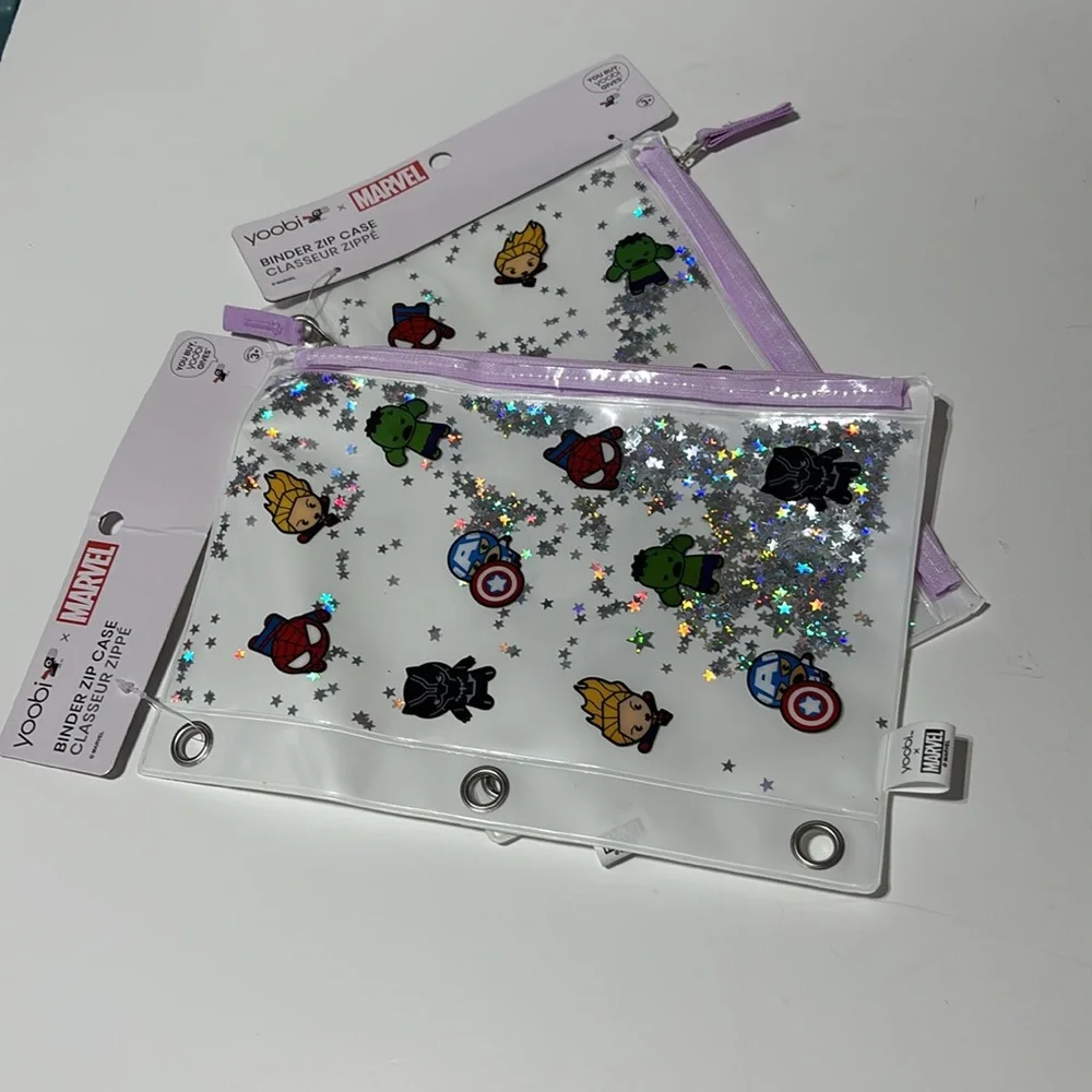 Yoobi Marvel Kawaii Avengers Binder Zip Pencil Case Set of 2